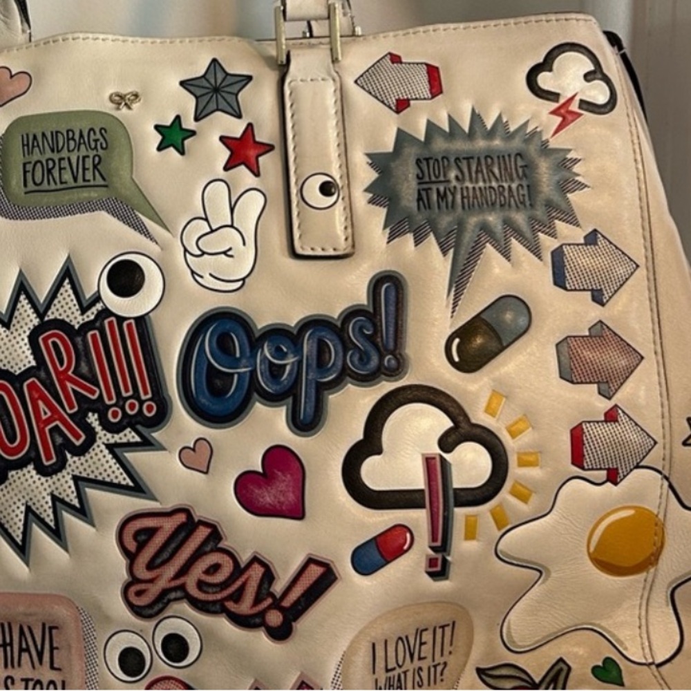 Anya Hindmarch Cream Graphic Tote Bag size medium. - Picture 5 of 16